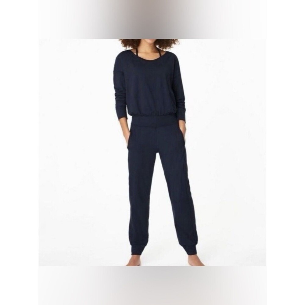 Sweaty Betty Navy Gary Longsleeve Jogger Athleisure Jumpsuit Size Small